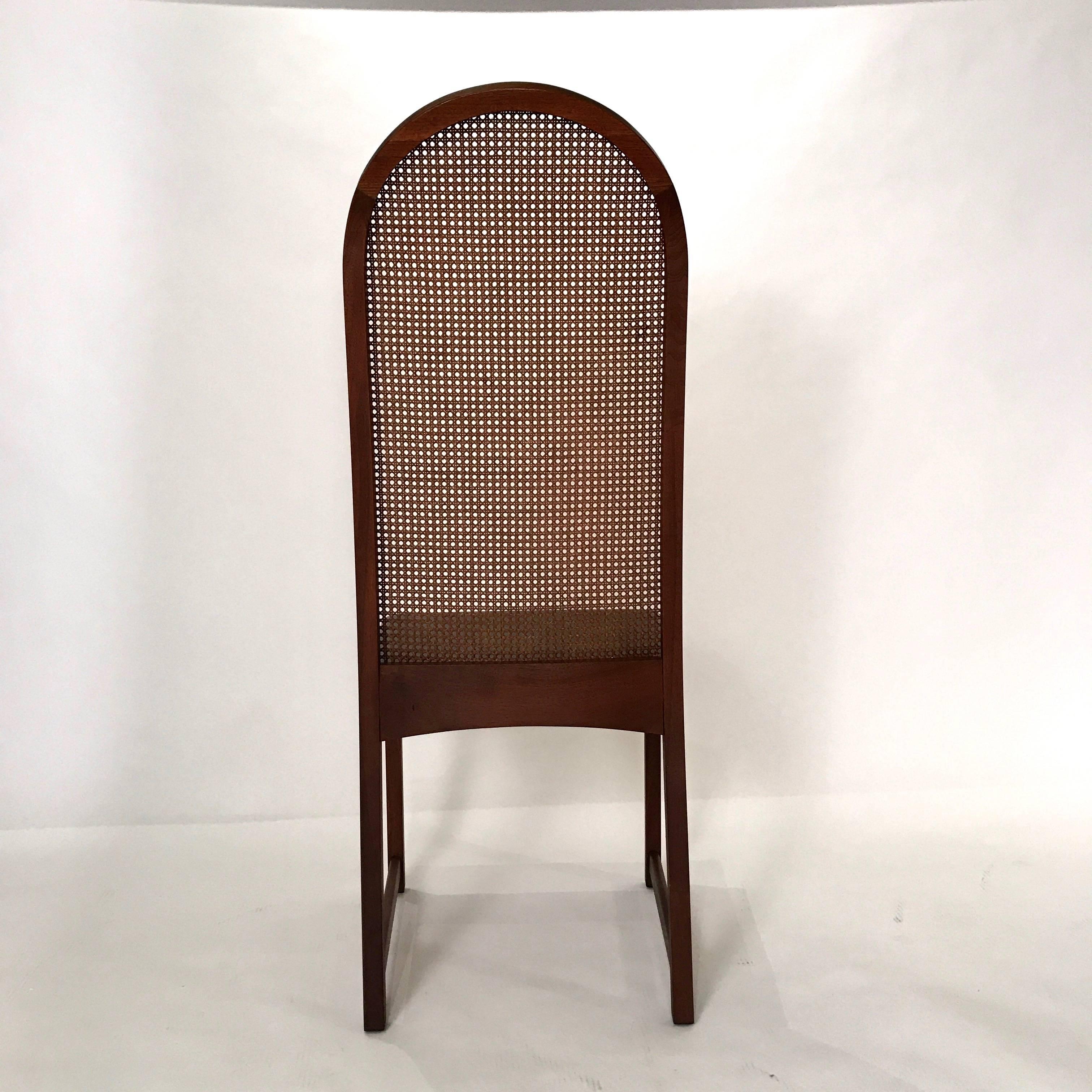 Mid-20th Century Set of Ten Milo Baughman High Back Cane and Walnut Dining Chairs for Directional