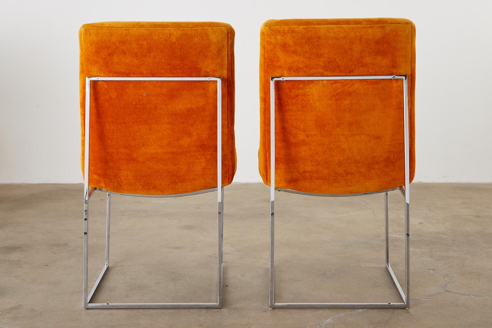 Set of 10 Milo Baughman Thin Line Chrome Dining Chairs 5