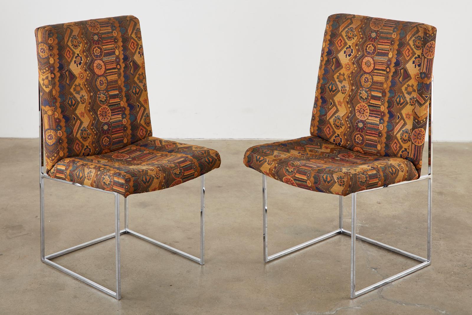 Set of 10 Milo Baughman Thin Line Chrome Dining Chairs 9