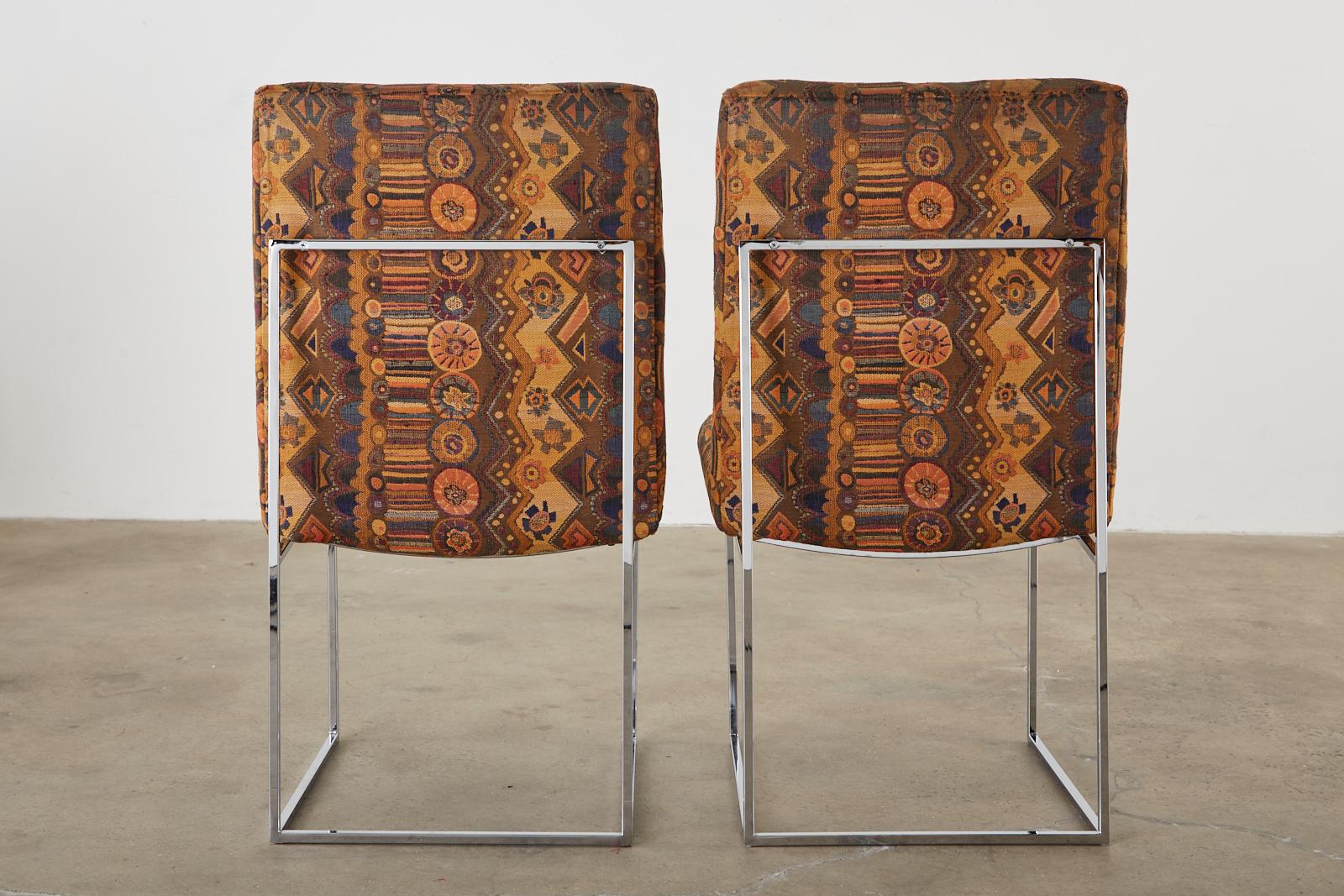 Set of 10 Milo Baughman Thin Line Chrome Dining Chairs 12