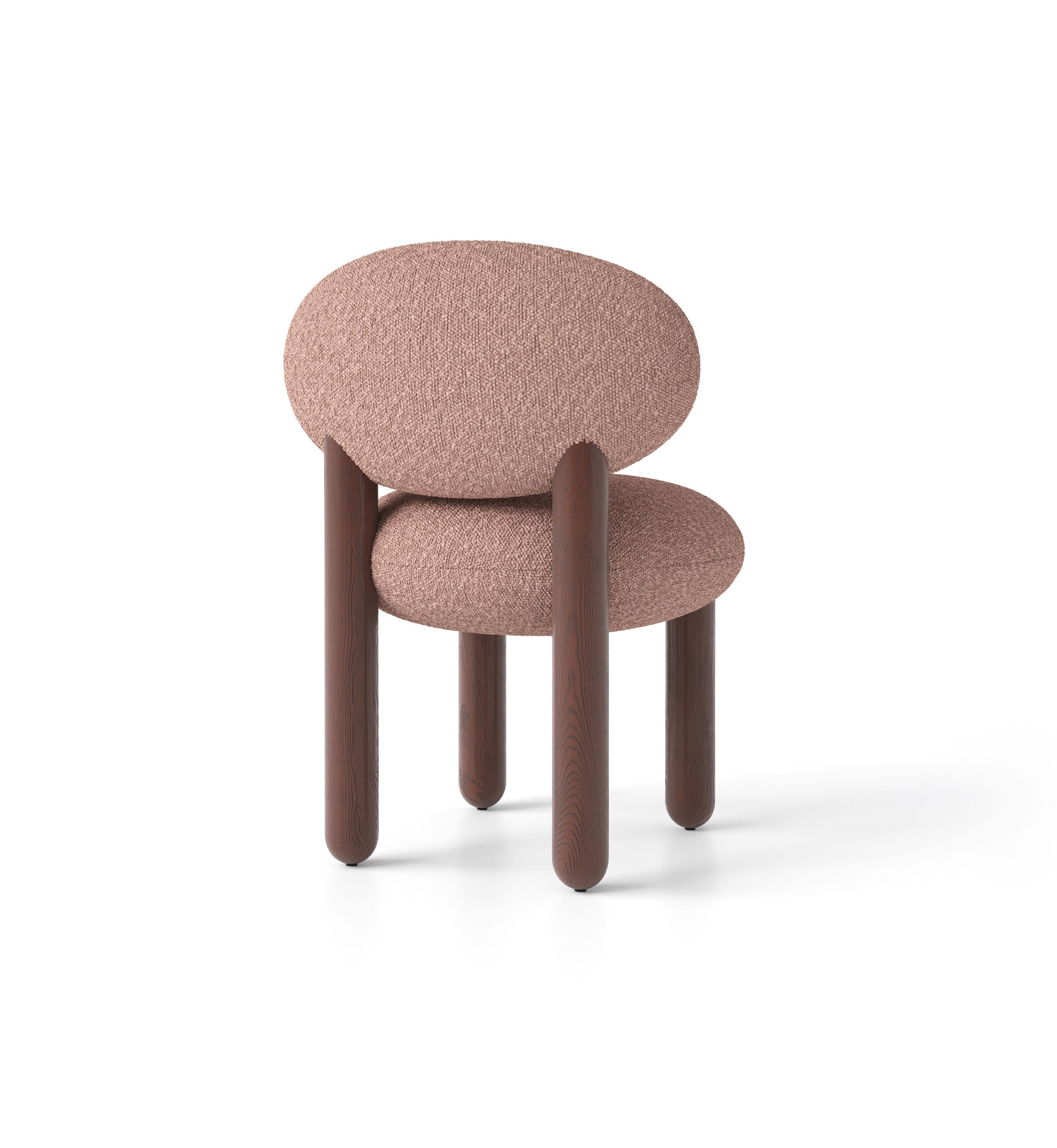 Ukrainian Set of 10 Minimalist Dining Chair CS2 in Baloo Boucle 2072 by Noom  In Stock! For Sale
