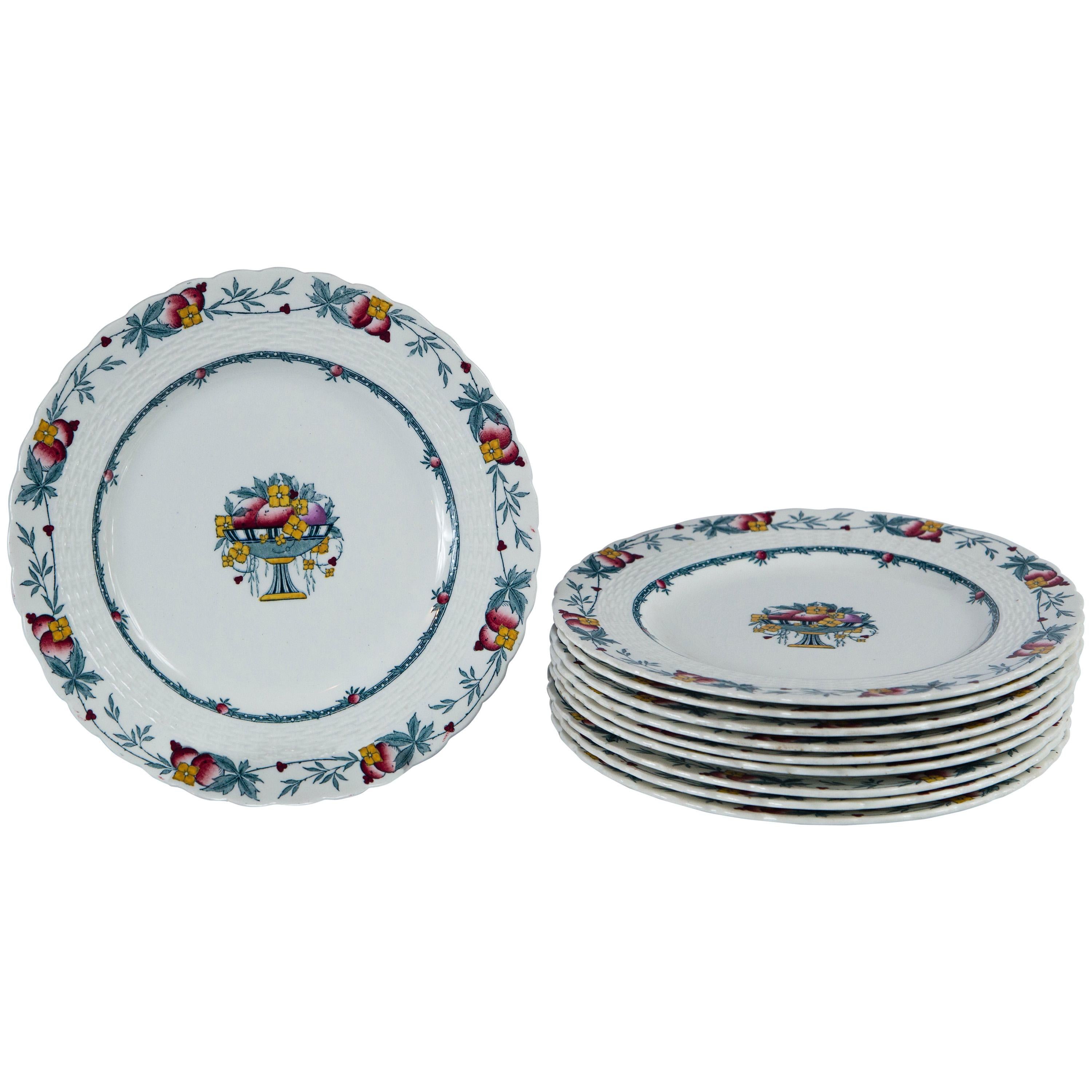 Set of 10 Minton's Stanhope Plates, England, circa 1900 For Sale