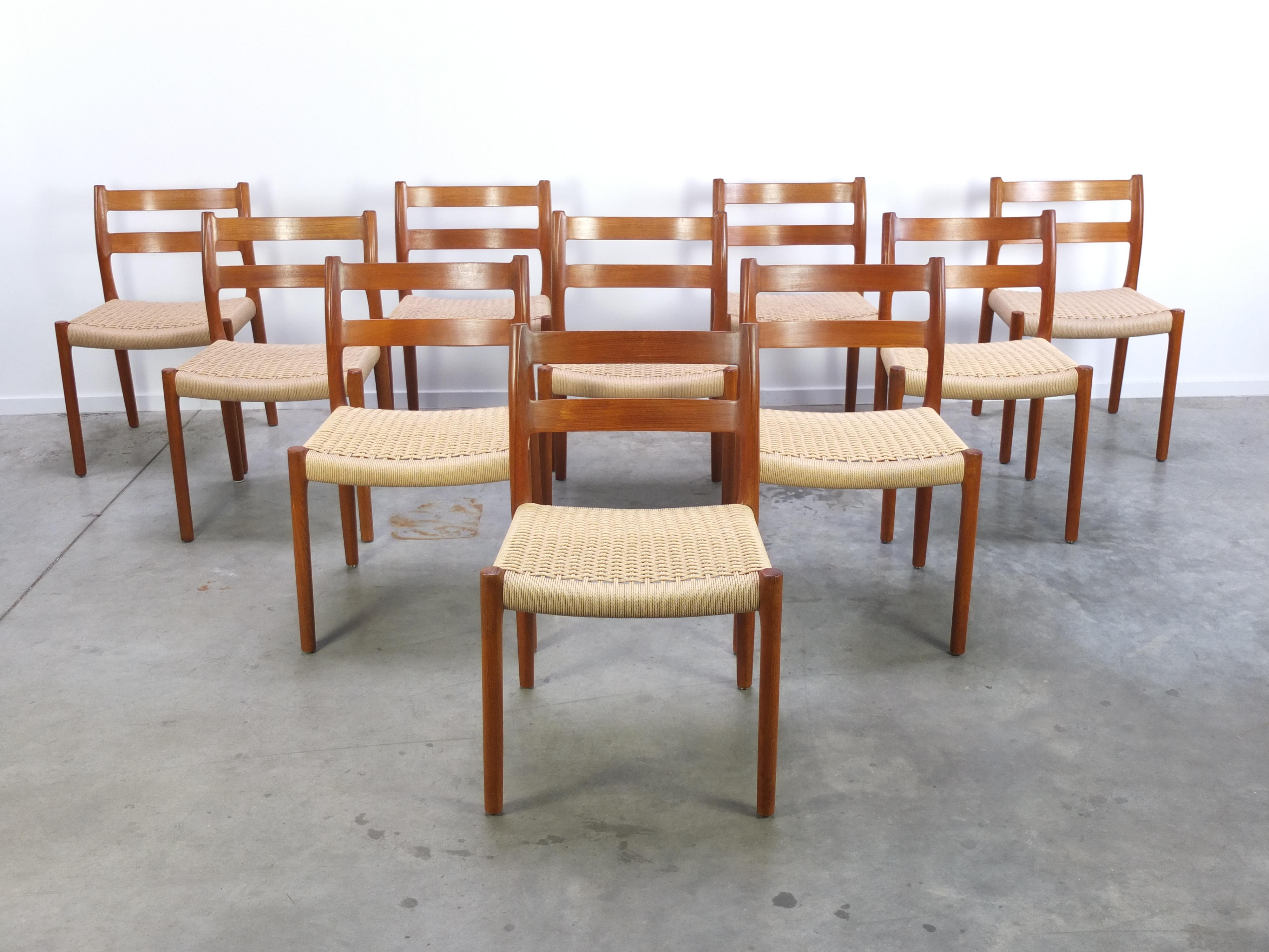 Scandinavian Modern Set of 10 ‘Model 84’ Chairs by Niels Møller for J.L. Møllers Møbelfabrik, 1960s