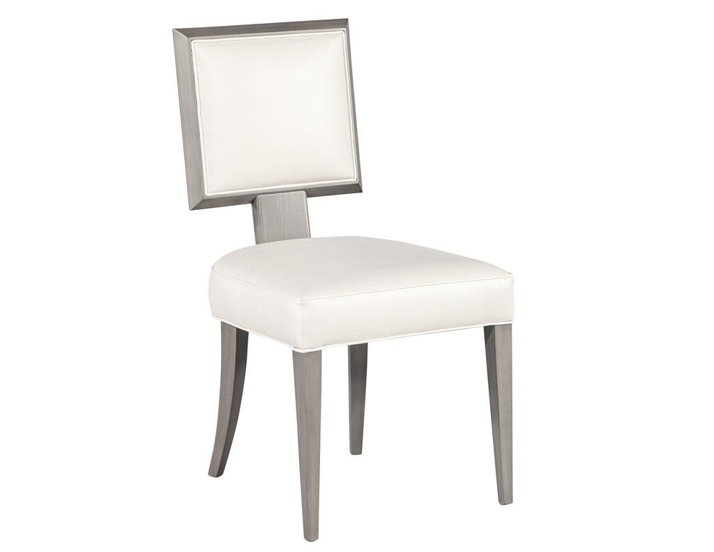 Set of 10 Modern Grey and White Dining Chairs For Sale 5