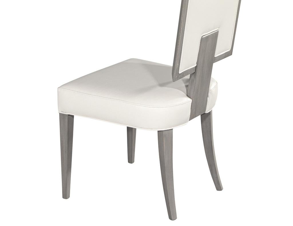 Set of 10 Modern Grey and White Dining Chairs For Sale 8