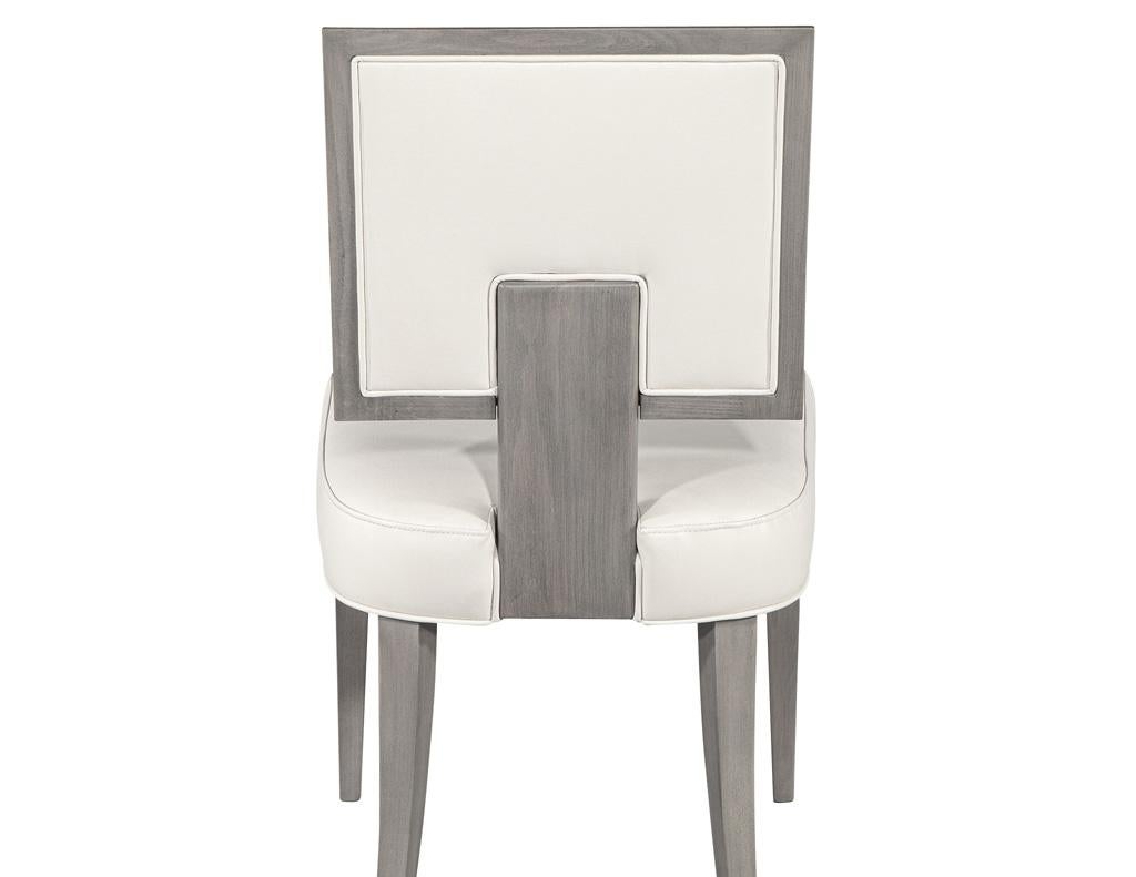 Set of 10 Modern Grey and White Dining Chairs For Sale 9