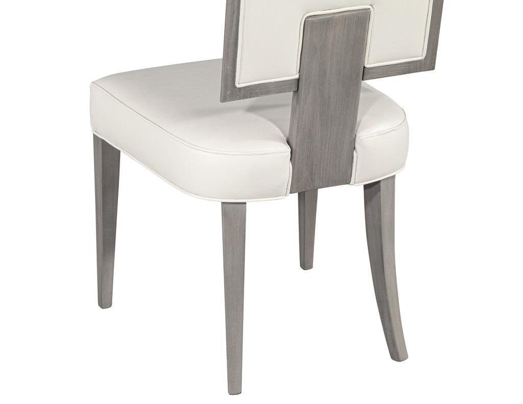 Set of 10 Modern Grey and White Dining Chairs For Sale 10