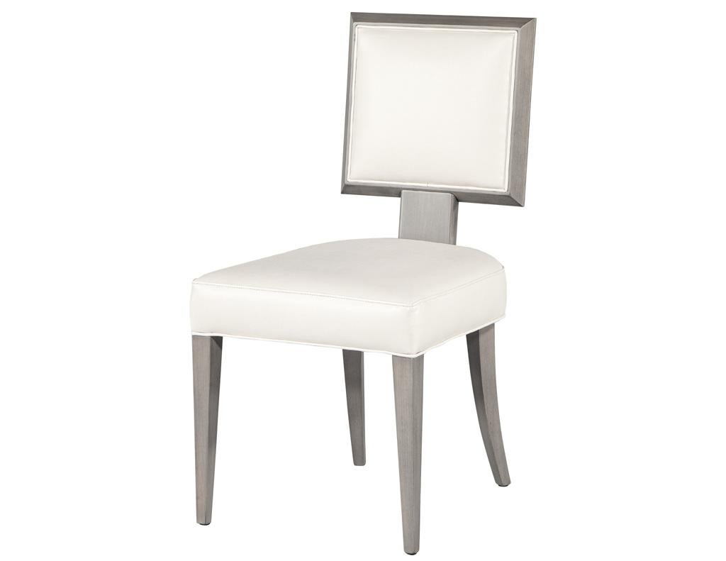 Italian Set of 10 Modern Grey and White Dining Chairs For Sale