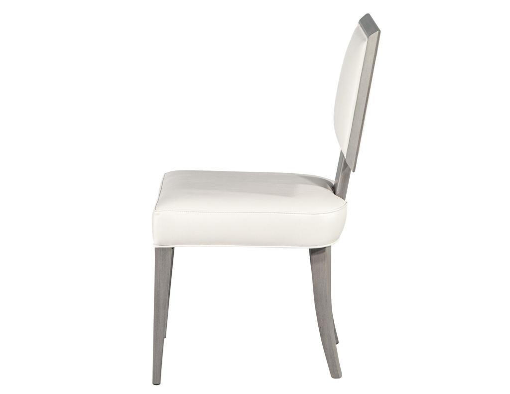 Contemporary Set of 10 Modern Grey and White Dining Chairs For Sale