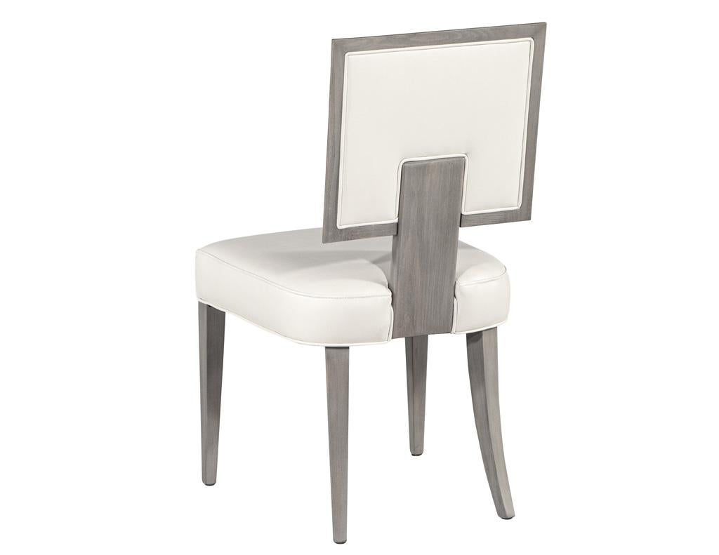 Set of 10 Modern Grey and White Dining Chairs For Sale 1