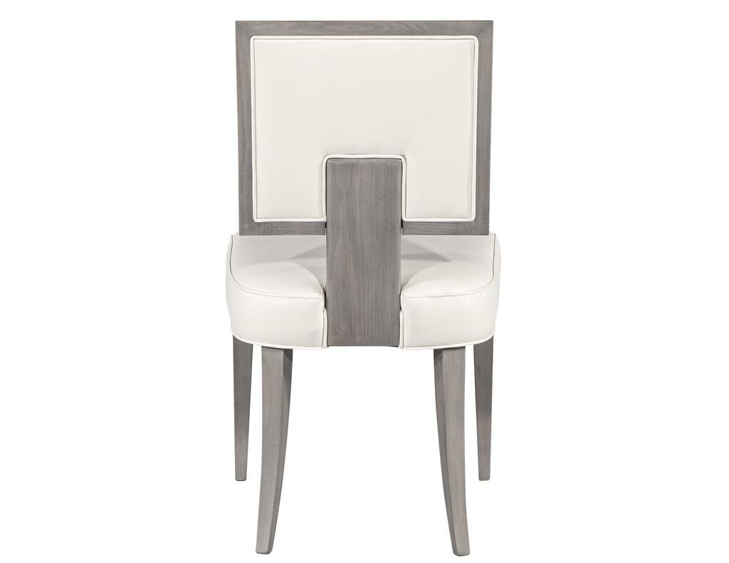 Set of 10 Modern Grey and White Dining Chairs For Sale 2