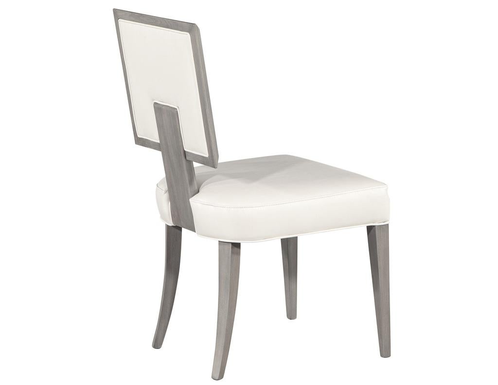 Set of 10 Modern Grey and White Dining Chairs For Sale 3