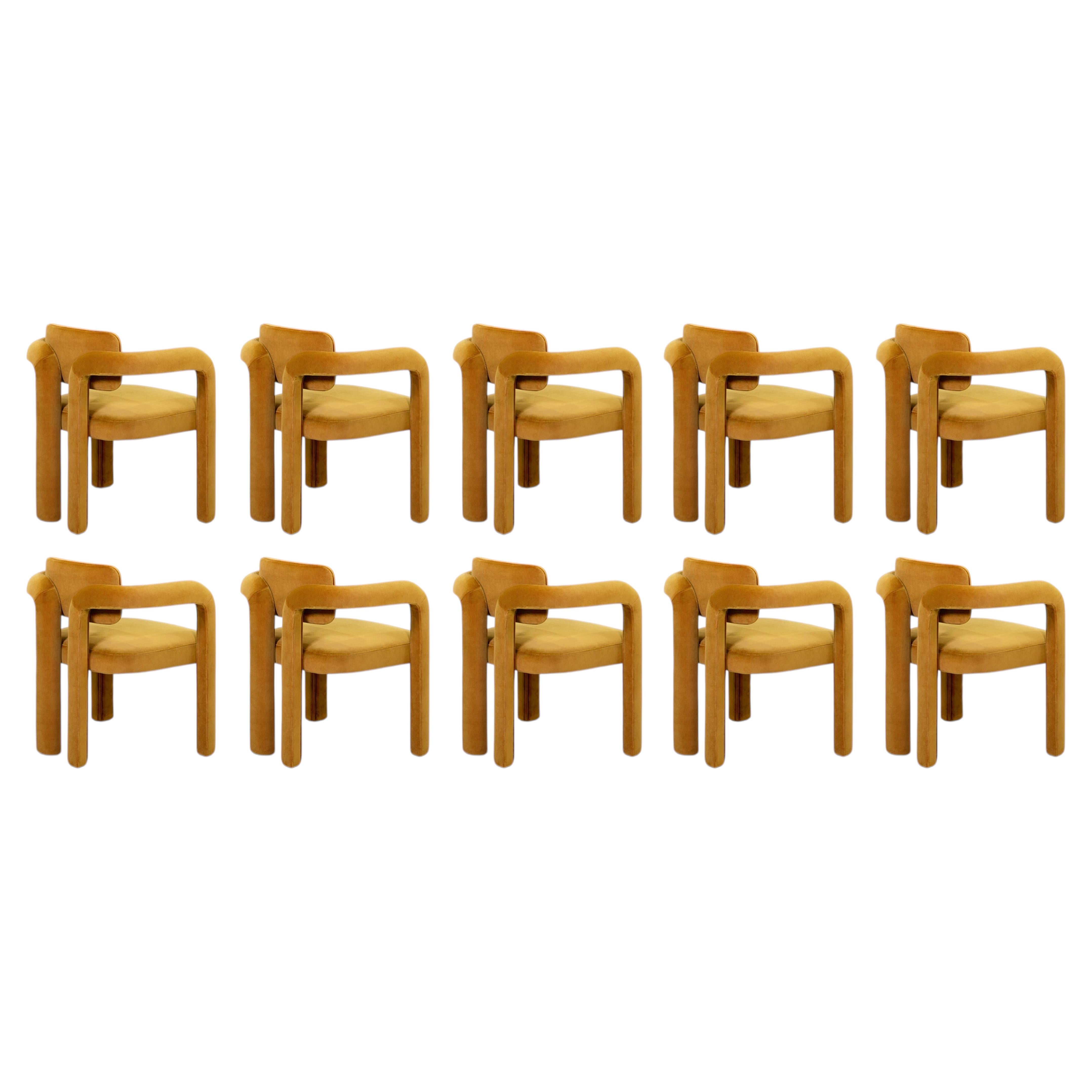 Juego de 10 sillas de comedor modernas de terciopelo mostaza Arco doble by InsidherLand