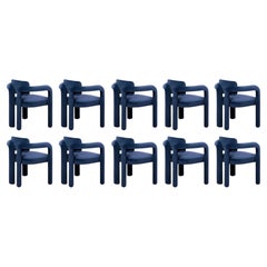 Set of 10 Modern navy blue velvet Double Arch dining chair by InsidherLand