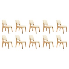 Set of 10 Modern oak bouclé armless Arches II dining chair by InsidherLand