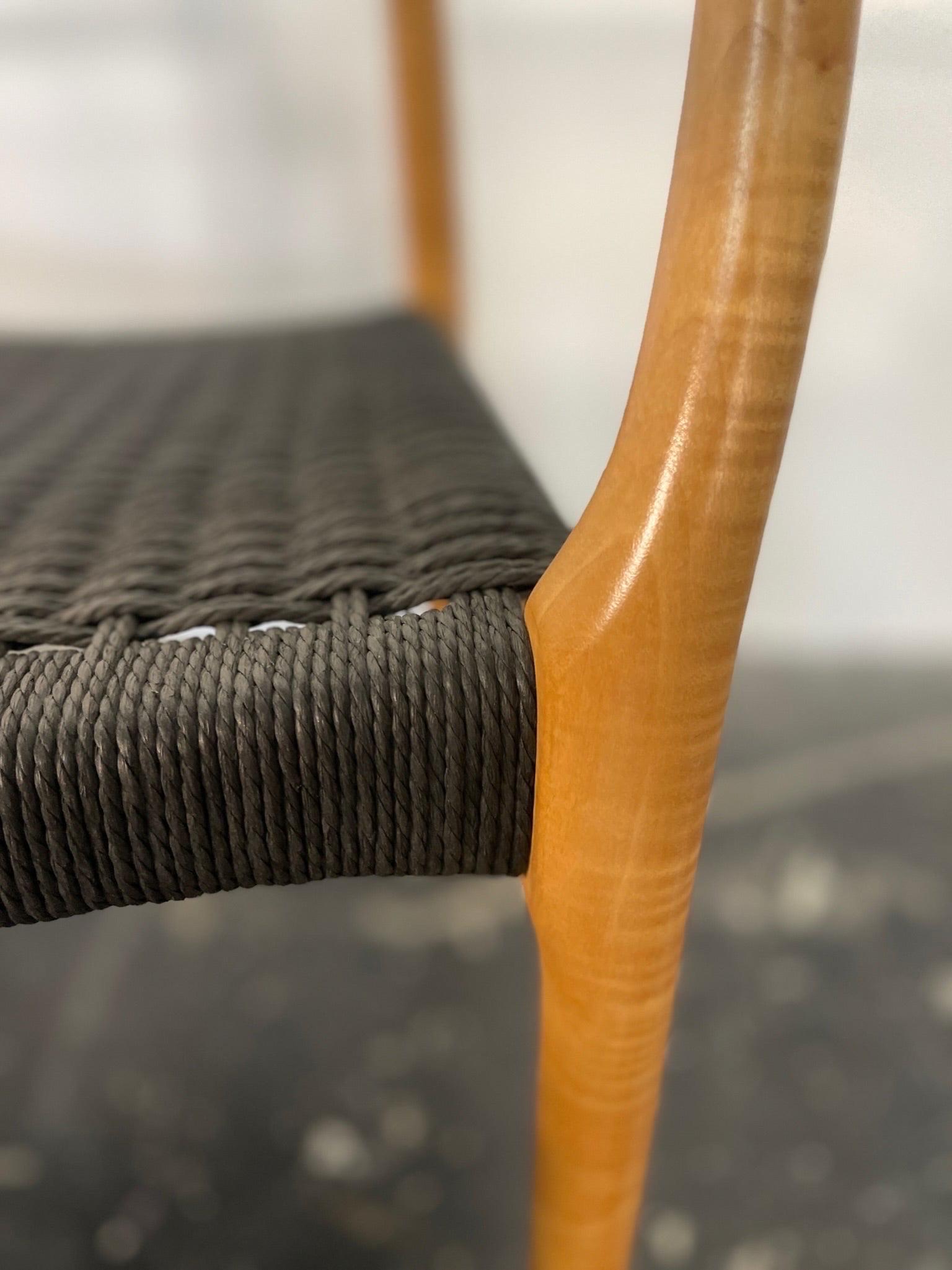 Papercord Set of 10 Moller Model #78 and #62 in Tiger Maple & Black Paper Cord. For Sale