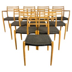Set of 10 Moller Model #78 and #62 in Tiger Maple & Black Paper Cord.