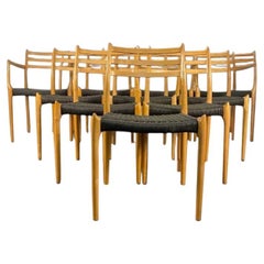 Set of 10 Moller Model #78 and #62 in Tiger Maple & Black Paper Cord.