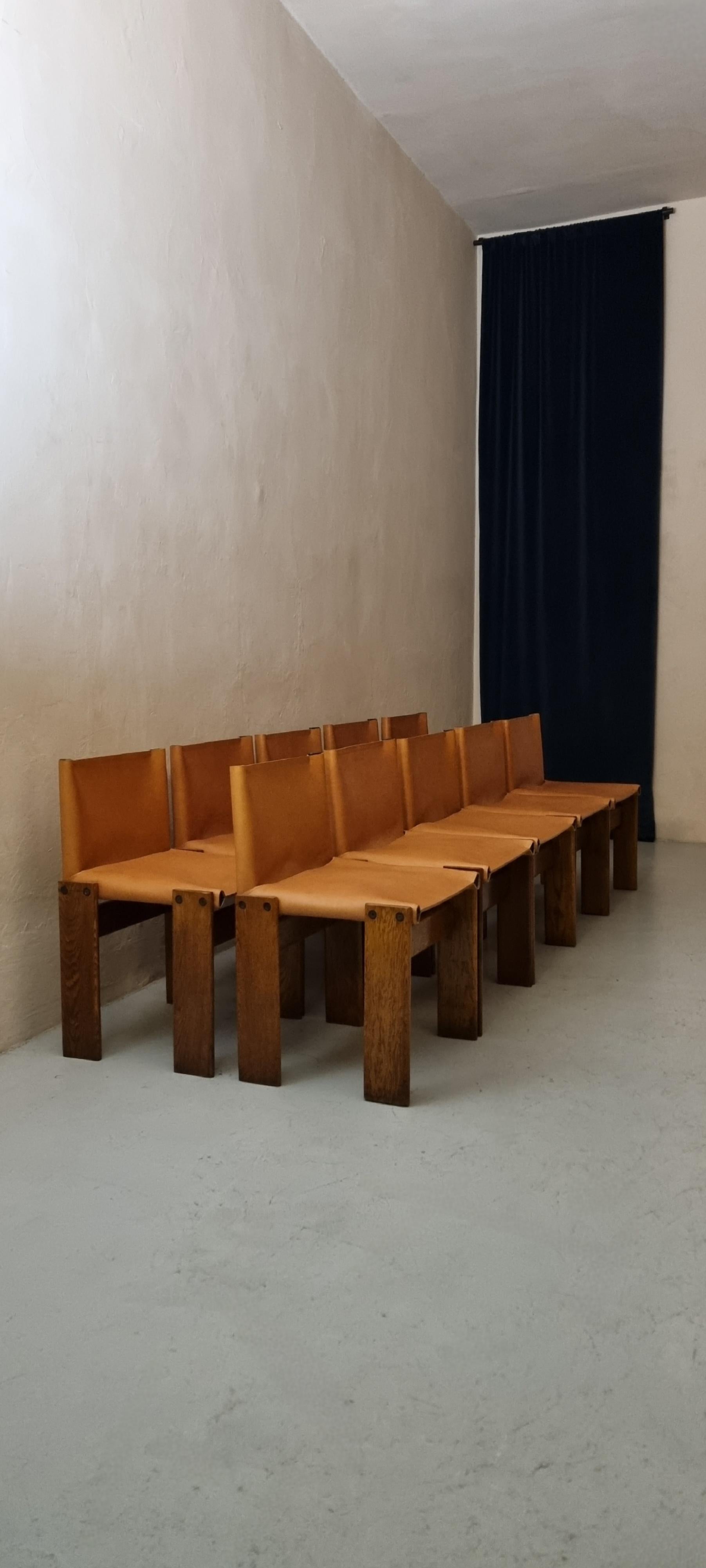 Set of 10 Monk chairs designed by Afra and Tobia Scarpa for Molteni 1974 en vente 3