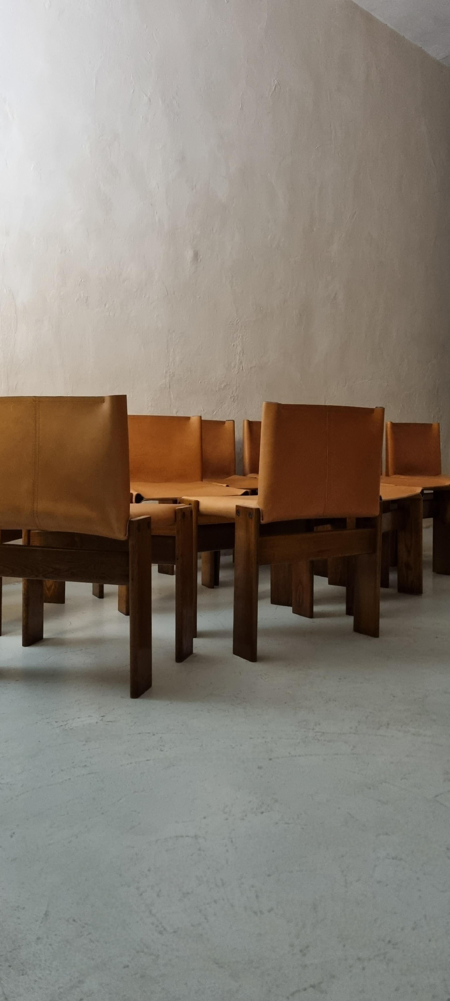 Late 20th Century Set of 10 Monk chairs designed by Afra and Tobia Scarpa for Molteni 1974 en vente