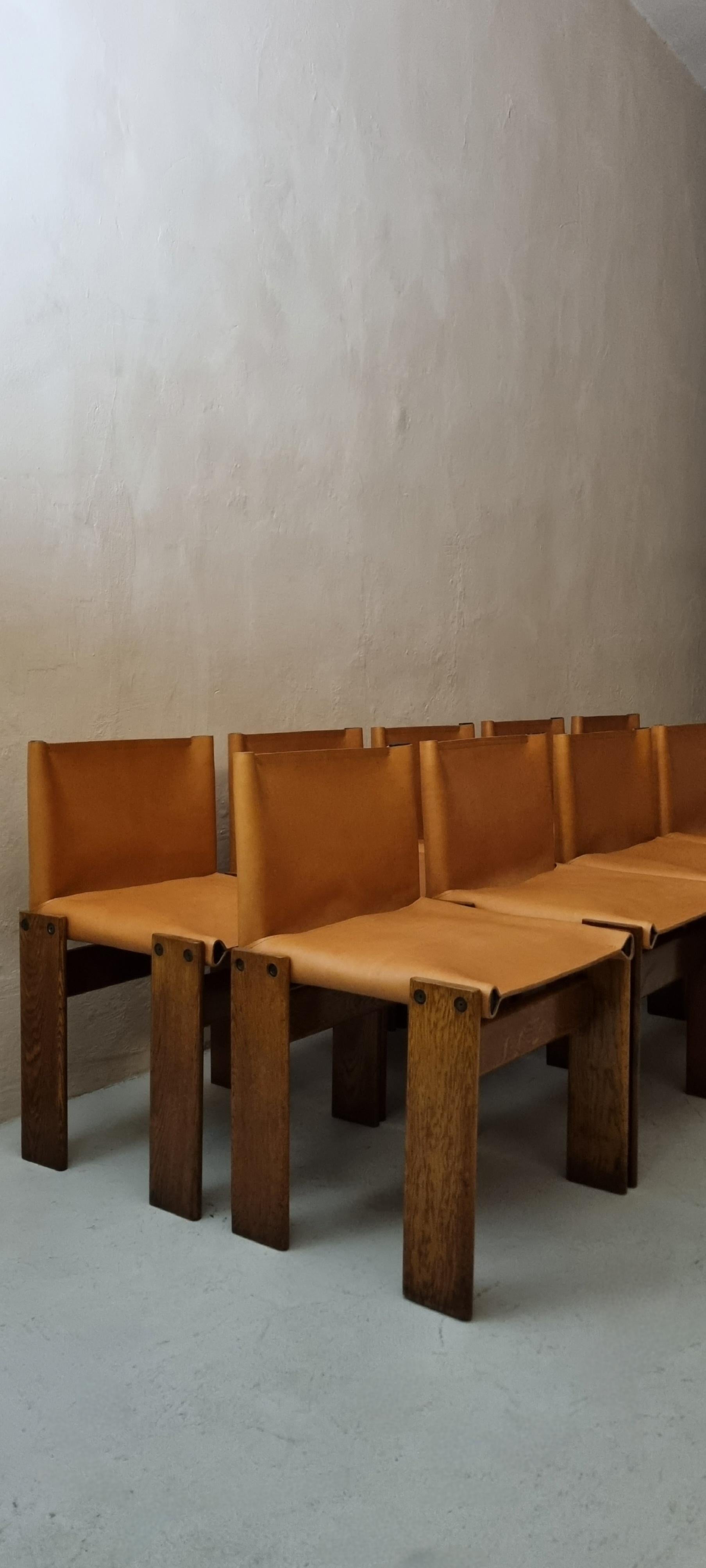 Bois Set of 10 Monk chairs designed by Afra and Tobia Scarpa for Molteni 1974 en vente
