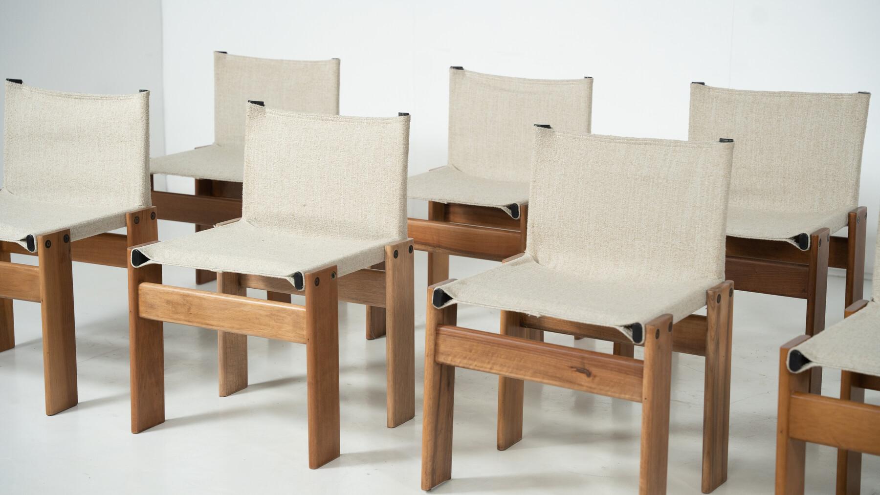 Mid-Century Modern Ensemble de 10 chaises de salle à manger Monk par Afra & Tobia Scarpa pour Molteni, 1970 en vente