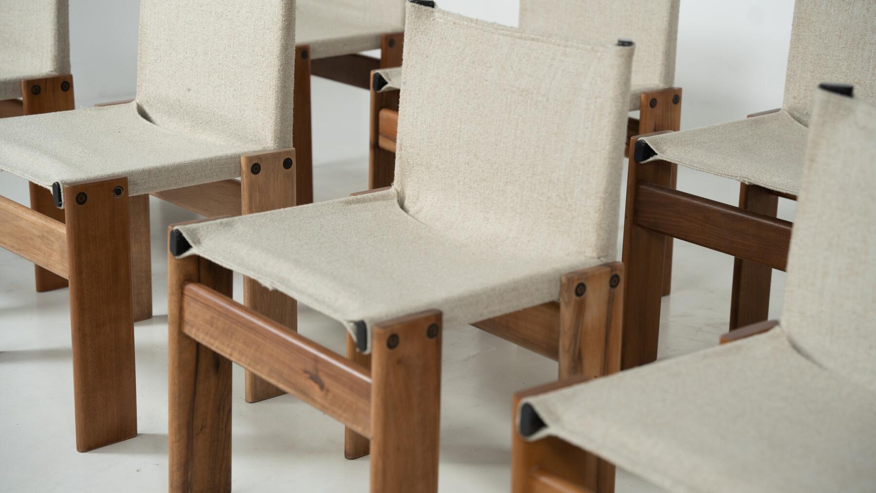 italien Ensemble de 10 chaises de salle à manger Monk par Afra & Tobia Scarpa pour Molteni, 1970 en vente