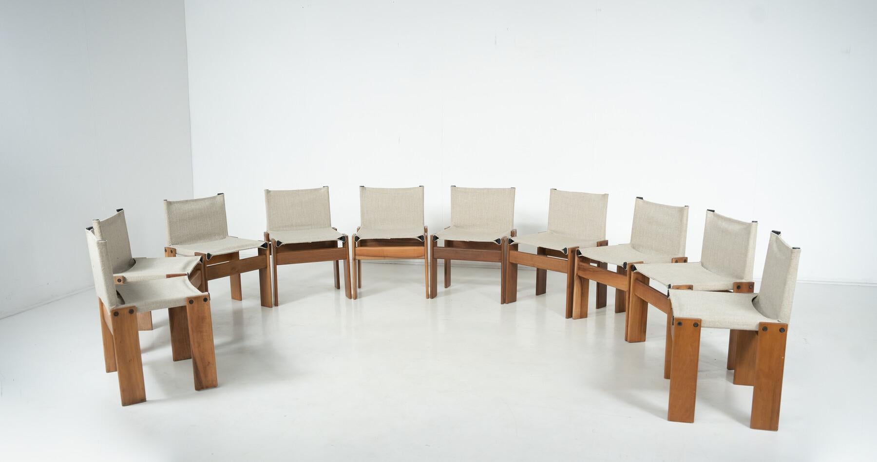 Ensemble de 10 chaises de salle à manger Monk par Afra & Tobia Scarpa pour Molteni, 1970 en vente 2