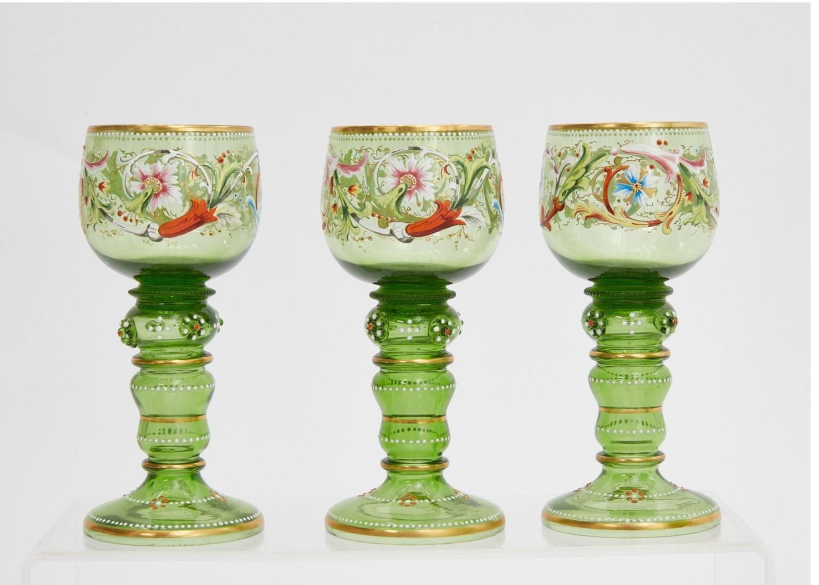 green glass goblets vintage