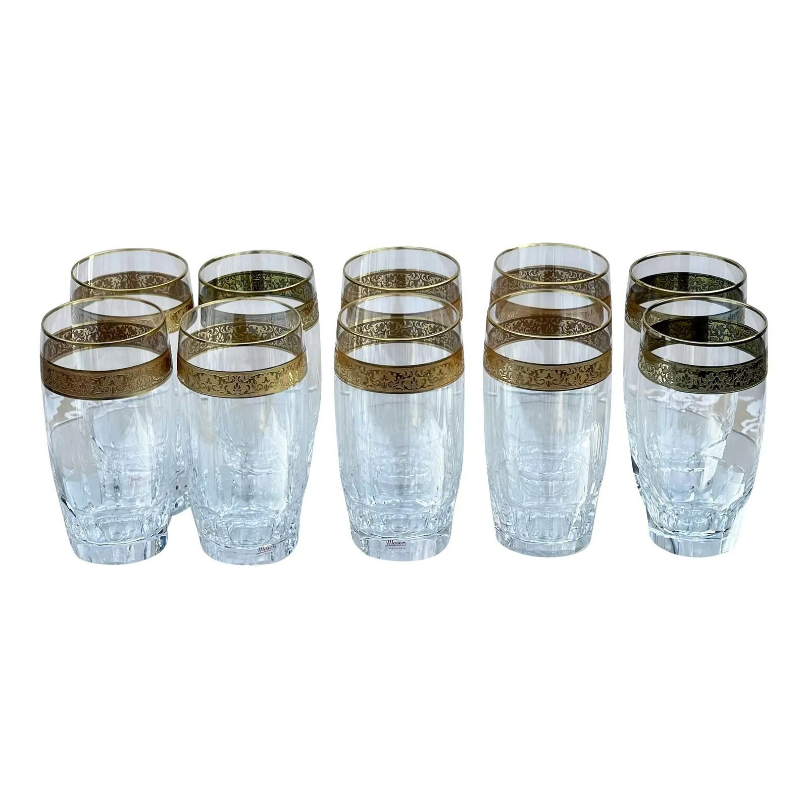 Set of 10 Moser Gold Encrusted Crystal Juice Tumblers, 1980s For Sale