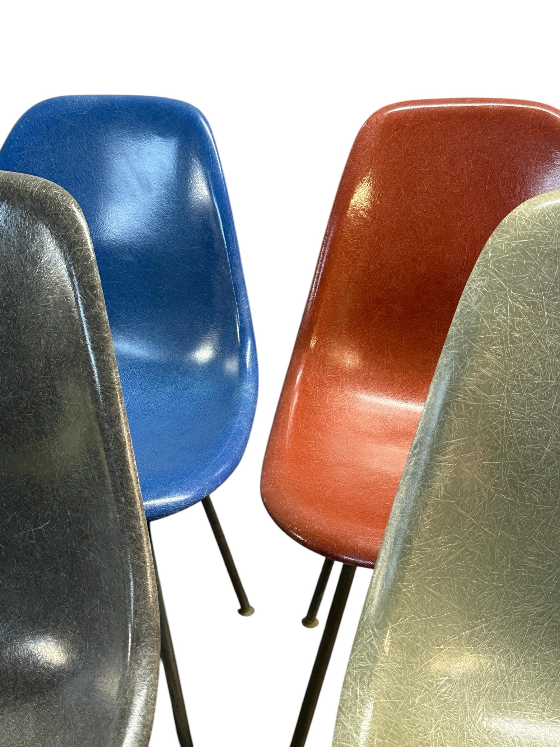 Set of 10 Multicolored Original Production Eames Dining Chairs by Herman Miller For Sale 7