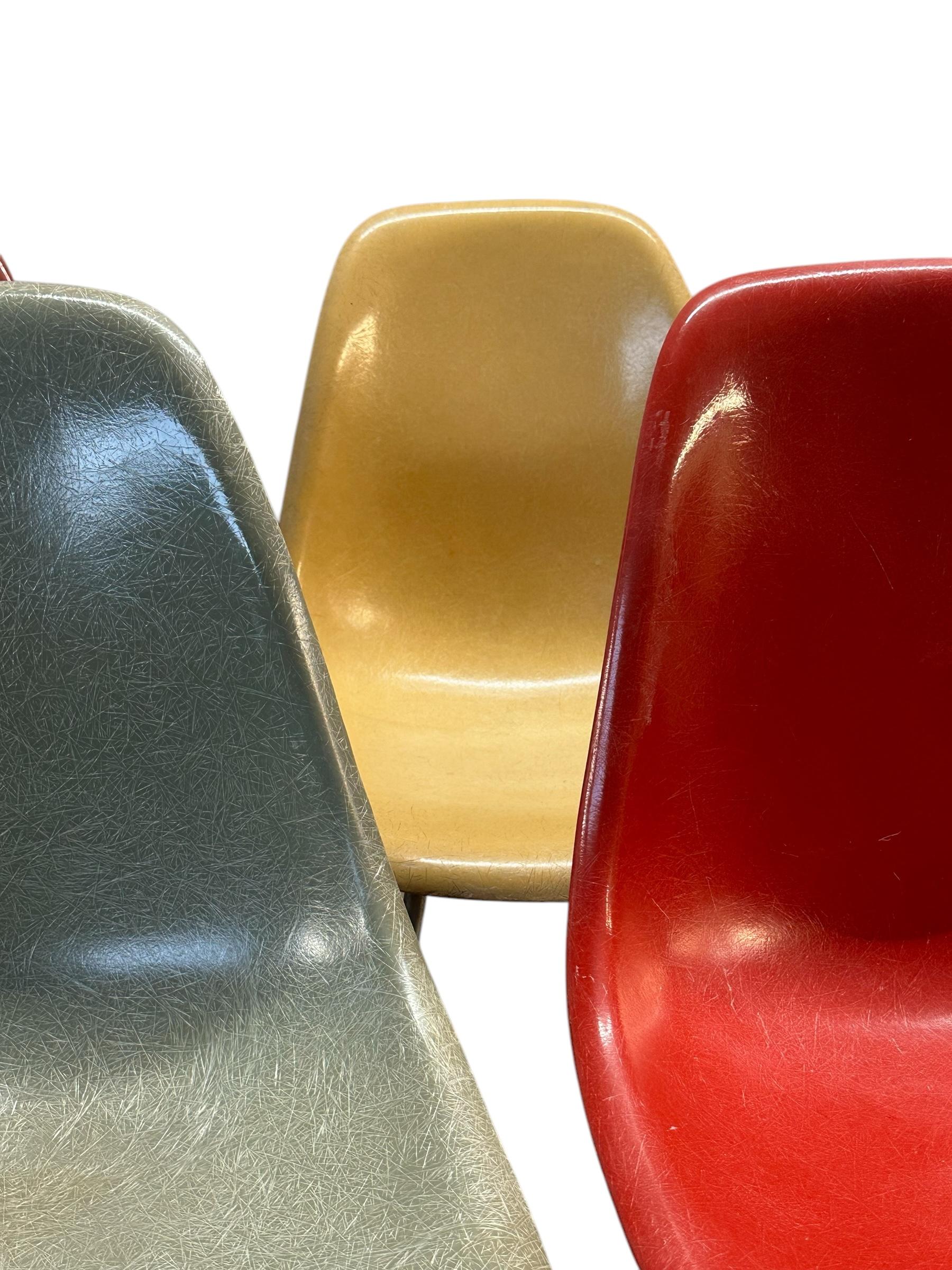 Set of 10 Multicolored Original Production Eames Dining Chairs by Herman Miller For Sale 8