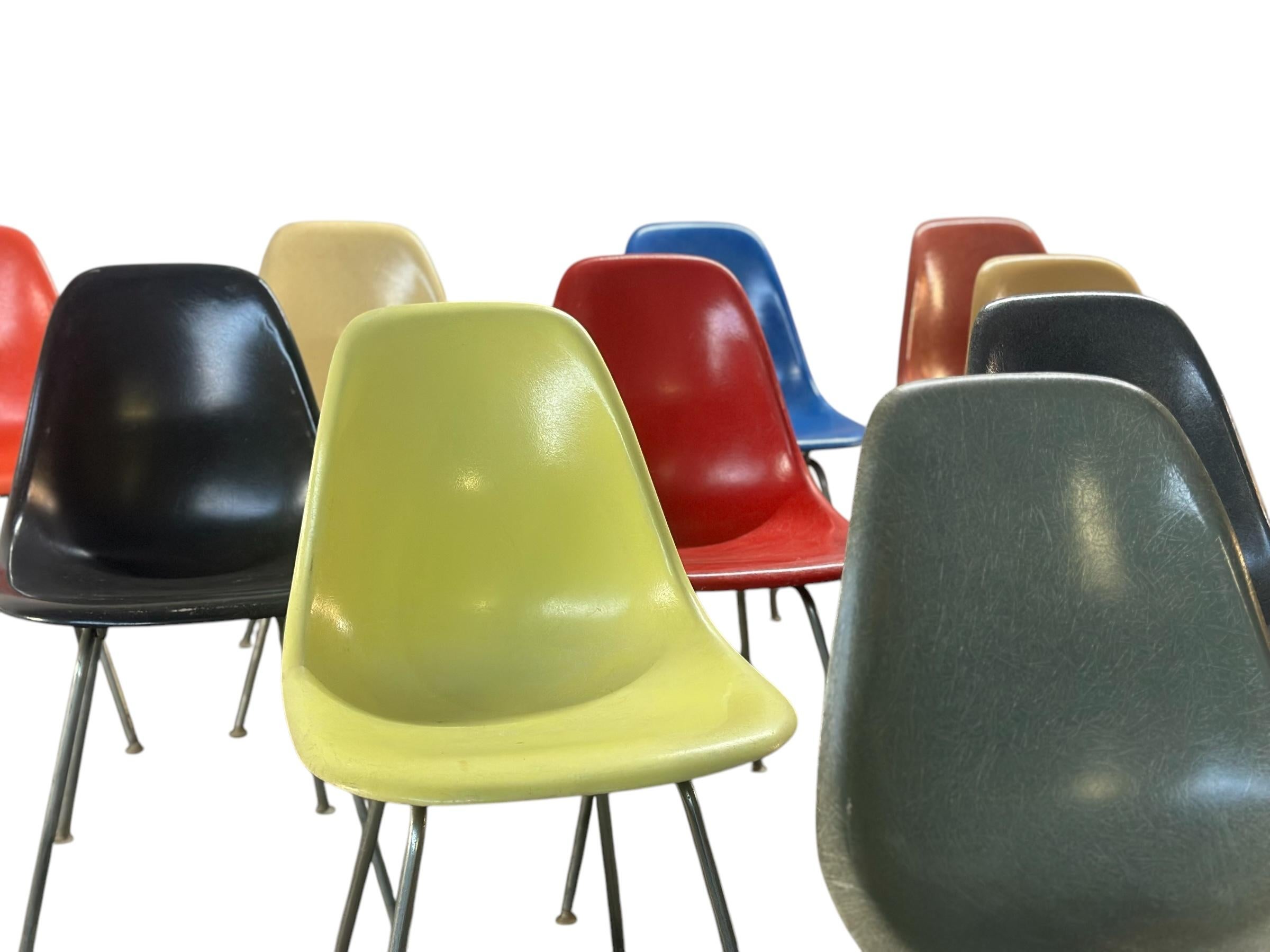 American Set of 10 Multicolored Original Production Eames Dining Chairs by Herman Miller For Sale