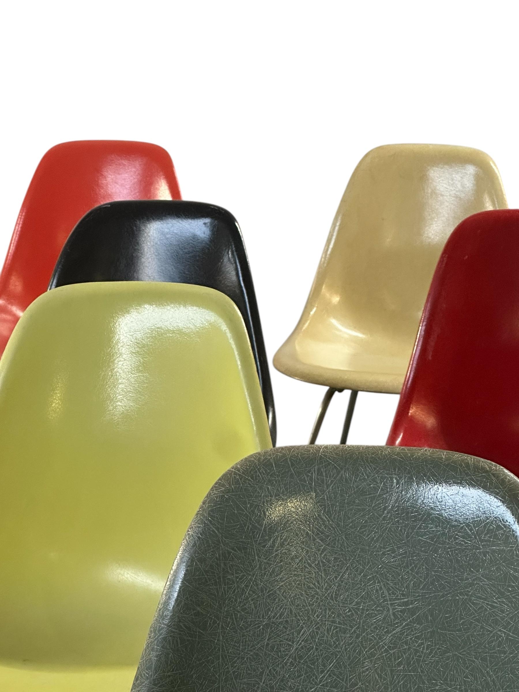 Metal Set of 10 Multicolored Original Production Eames Dining Chairs by Herman Miller For Sale