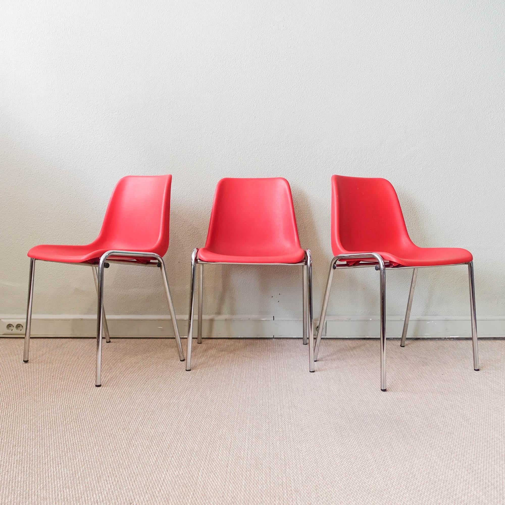Set of 10 Multicolored Stackable Chairs in the Style of Helmut Starke, 1970s For Sale 7