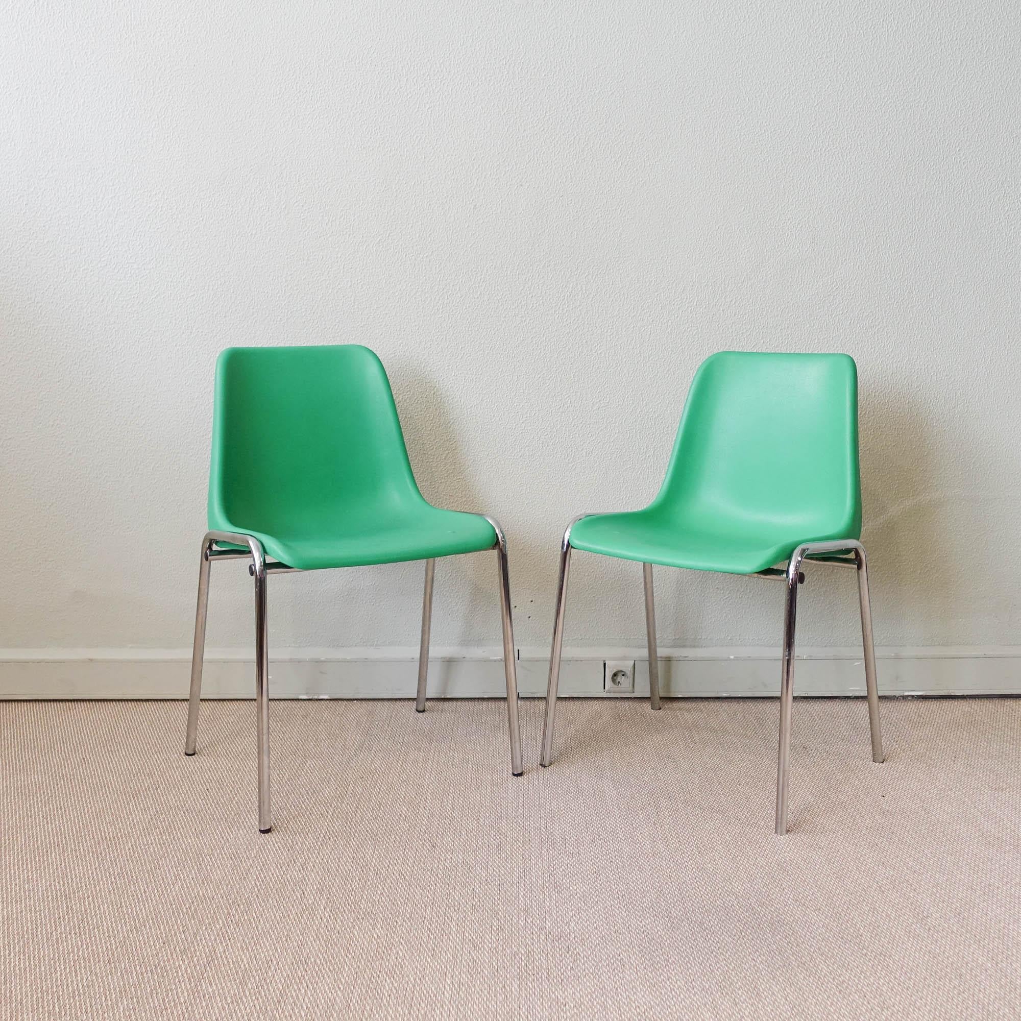 German Set of 10 Multicolored Stackable Chairs in the Style of Helmut Starke, 1970s For Sale