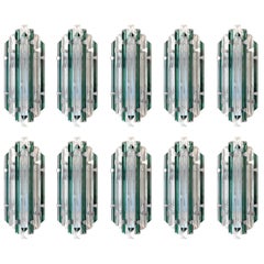 Set of 10 Murano Emerald Sconces by Venini