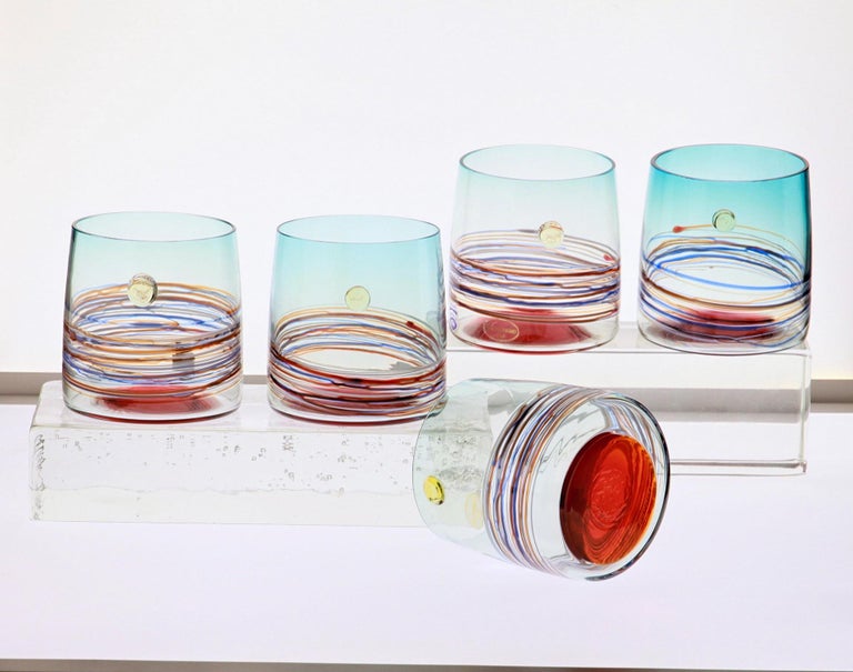 Art Glass Set of 10 Murano Tumblers, Cenedese Sfumato 1960, Young Collection, Masterpieces For Sale