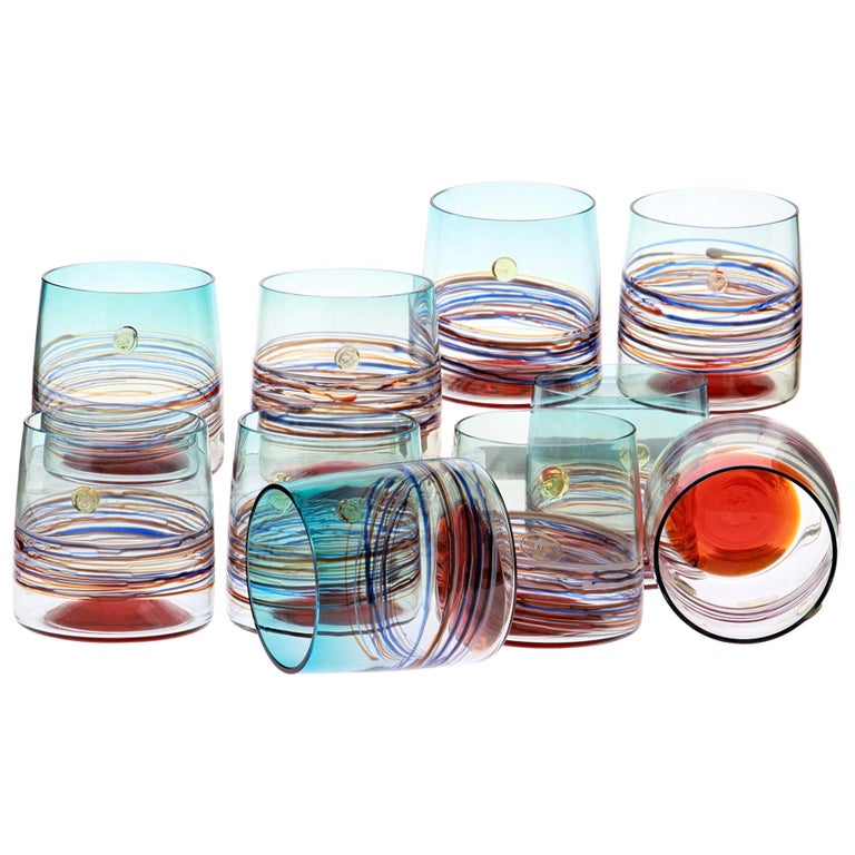 Set of 10 Murano Tumblers, Cenedese Sfumato 1960, Young Collection, Masterpieces For Sale
