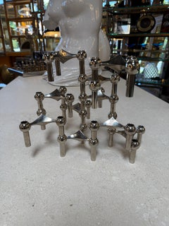 Set of 10 Nagel Stoff Modular Chrome Candle Holders