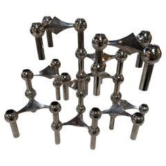 Set of 10 Nagel Stoff Modular Chrome Candle Holders