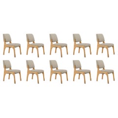 Set of 10 natural oak bouclé armless Arches II dining chair by InsidherLand