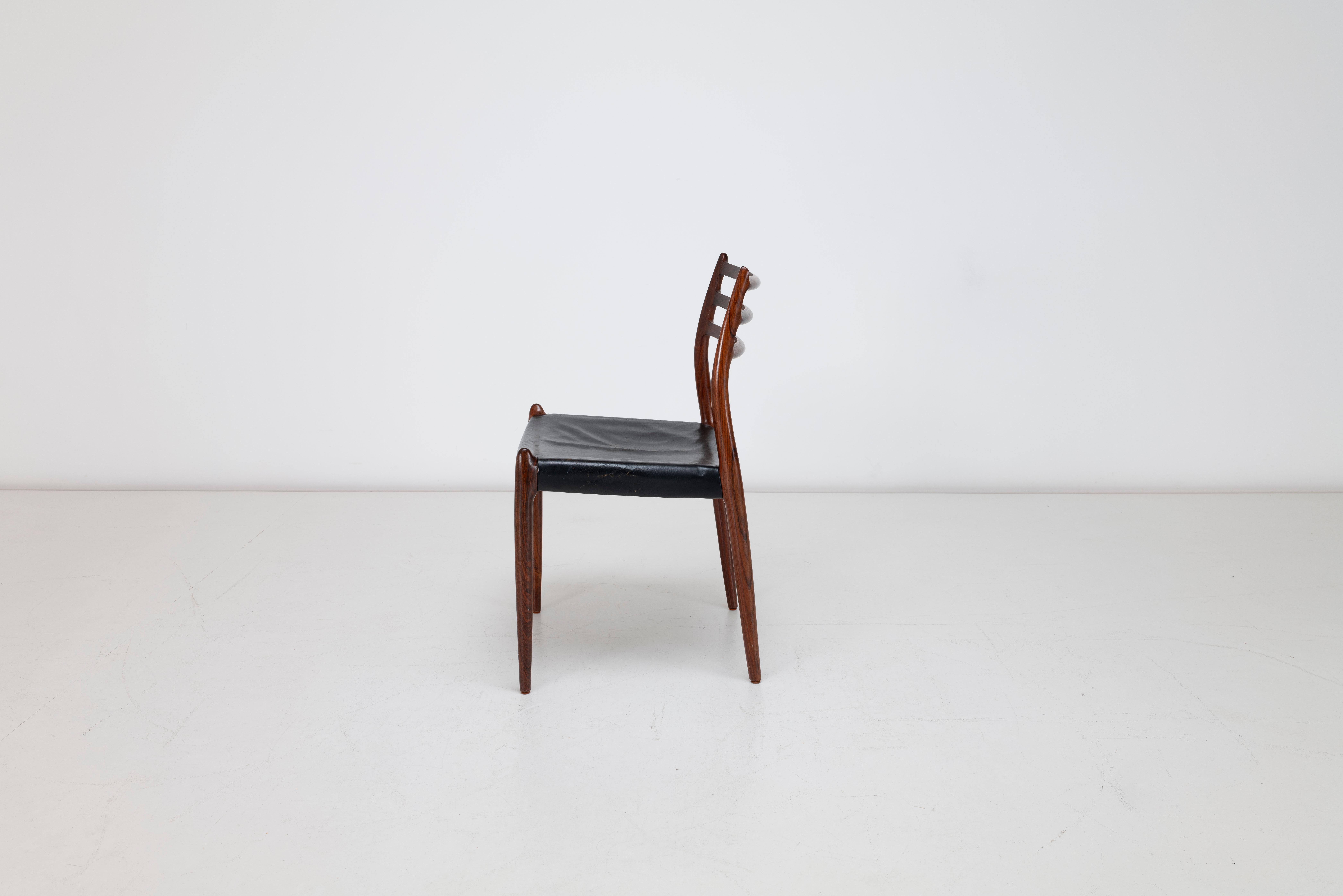 10 x Niels Moller Model 78 Dining Chairs in Brazilian Rosewood Original Leather For Sale 1