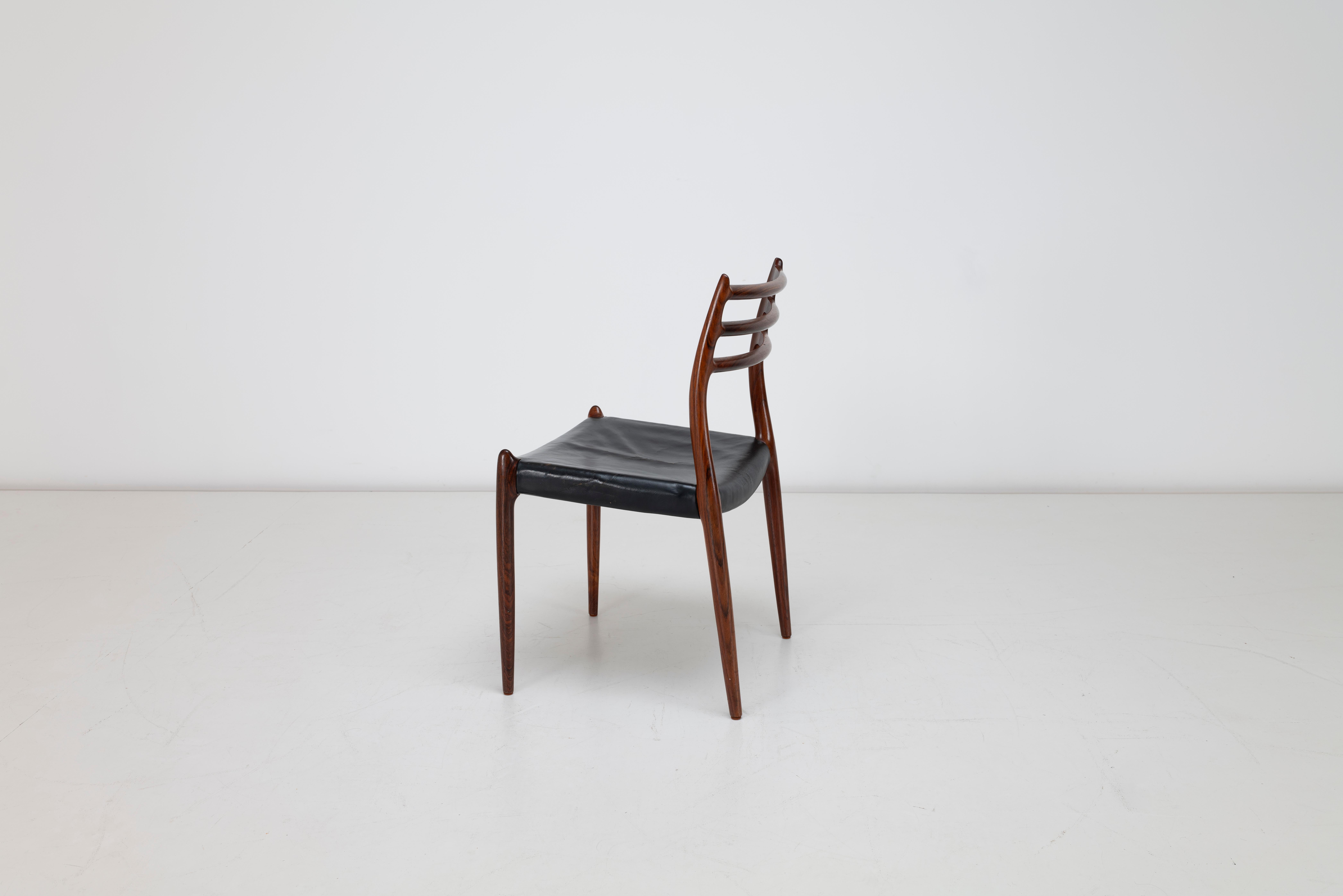 10 x Niels Moller Model 78 Dining Chairs in Brazilian Rosewood Original Leather For Sale 2