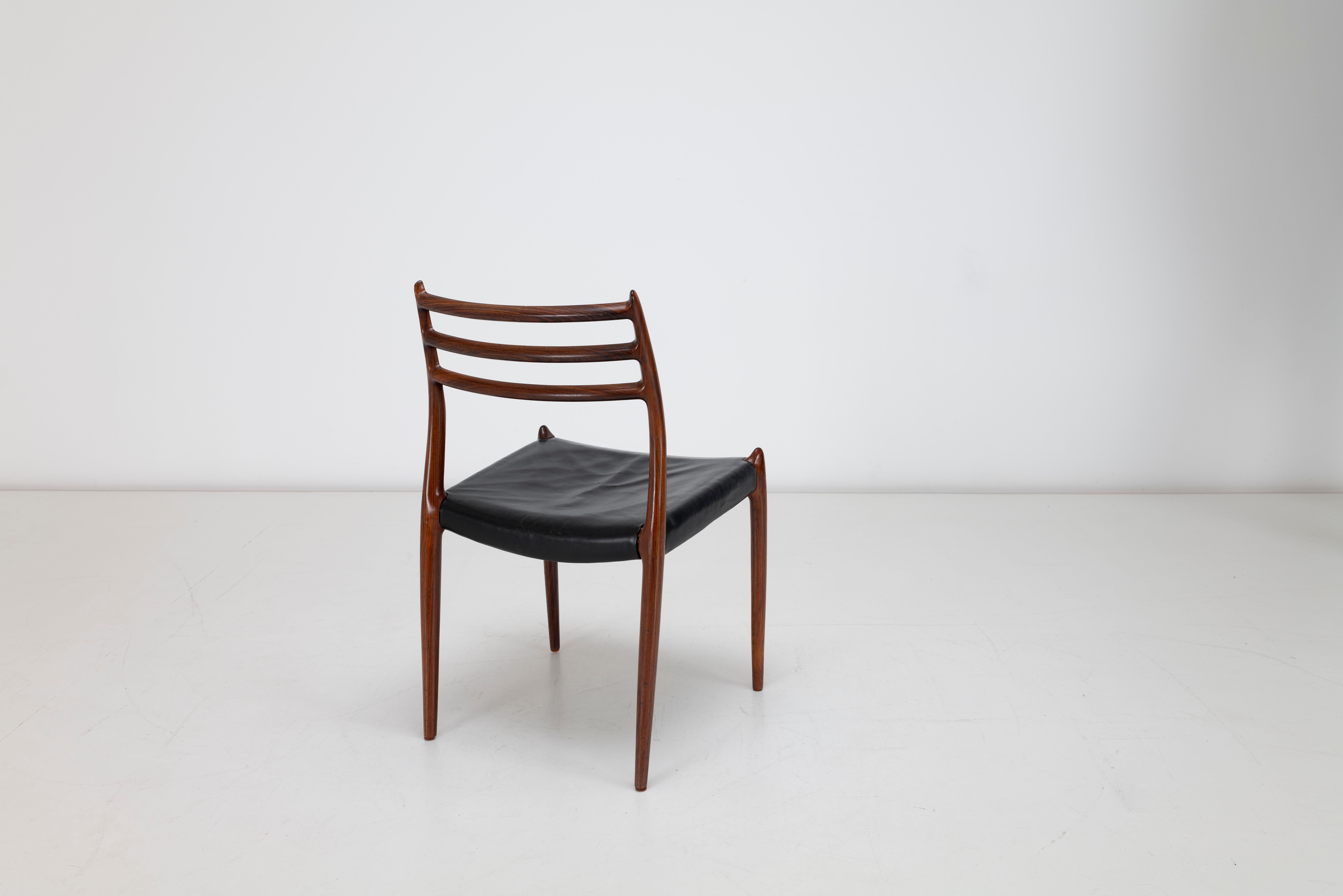 10 x Niels Moller Model 78 Dining Chairs in Brazilian Rosewood Original Leather For Sale 4
