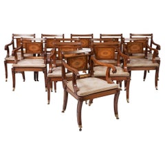 Set of 10 Neoclassical Inlaid Armchairs