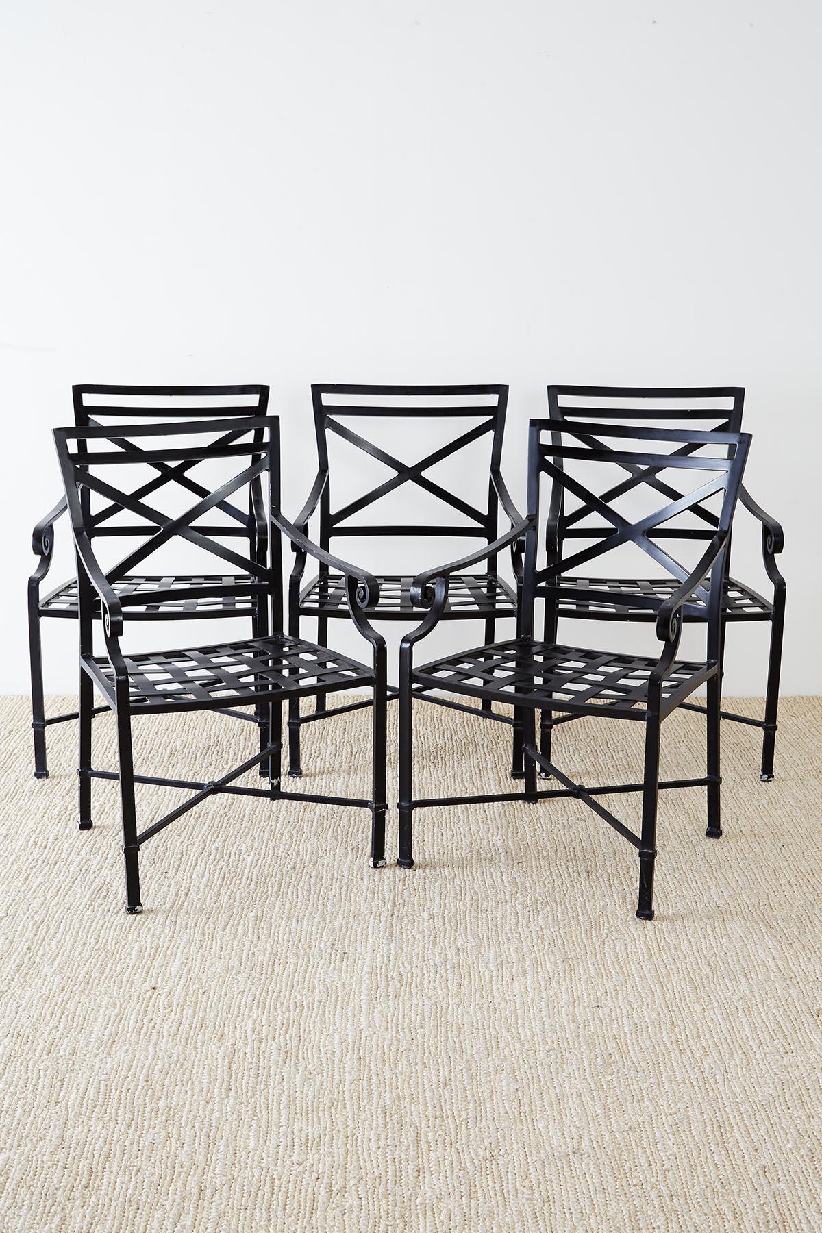 Set of 10 Neoclassical Style Aluminum Patio Garden Chairs In Good Condition In Rio Vista, CA