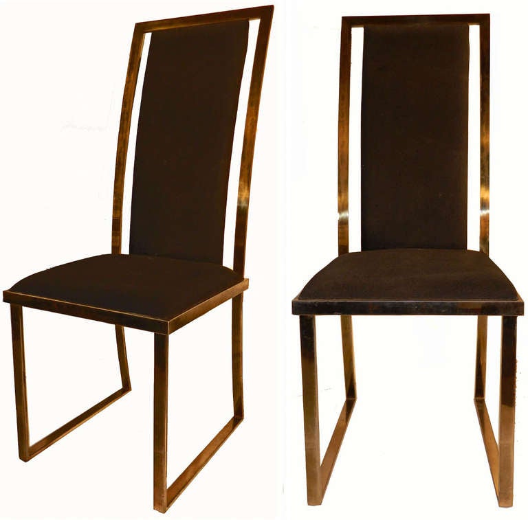 Plated Set of 10 Nickel Polished Mangematin Chairs For Sale