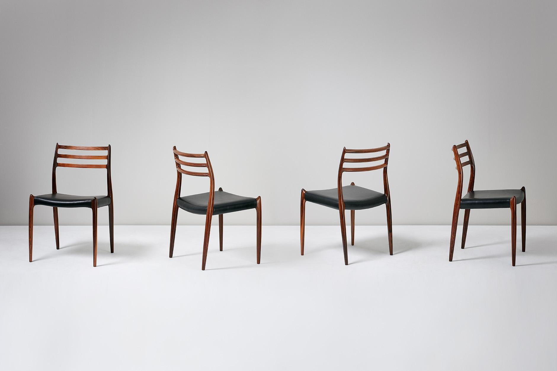 Set of 10 Niels Møller Model 78 Rosewood Dining Chairs, 1962 For Sale 6