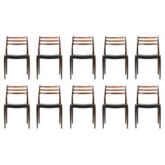 Vintage Set of 10 Niels Møller Model 78 Rosewood Dining Chairs, 1962